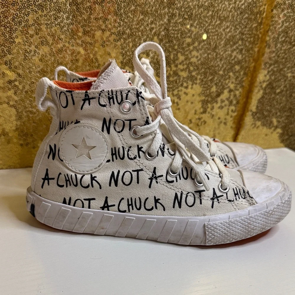 Convers Chuck 70 High Sneakers - White and Orange featuring “Not a Chuck” UNISEX
